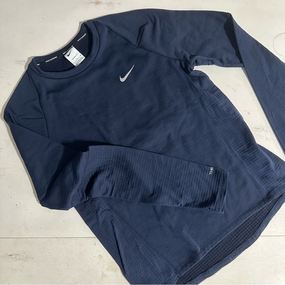 Nike Running Navy Blue thermal fit long sleeve top